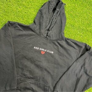 Sad Girls Club Black Hoodie‎ XL/XXL – Broken Heart Graphic – Distressed Style
